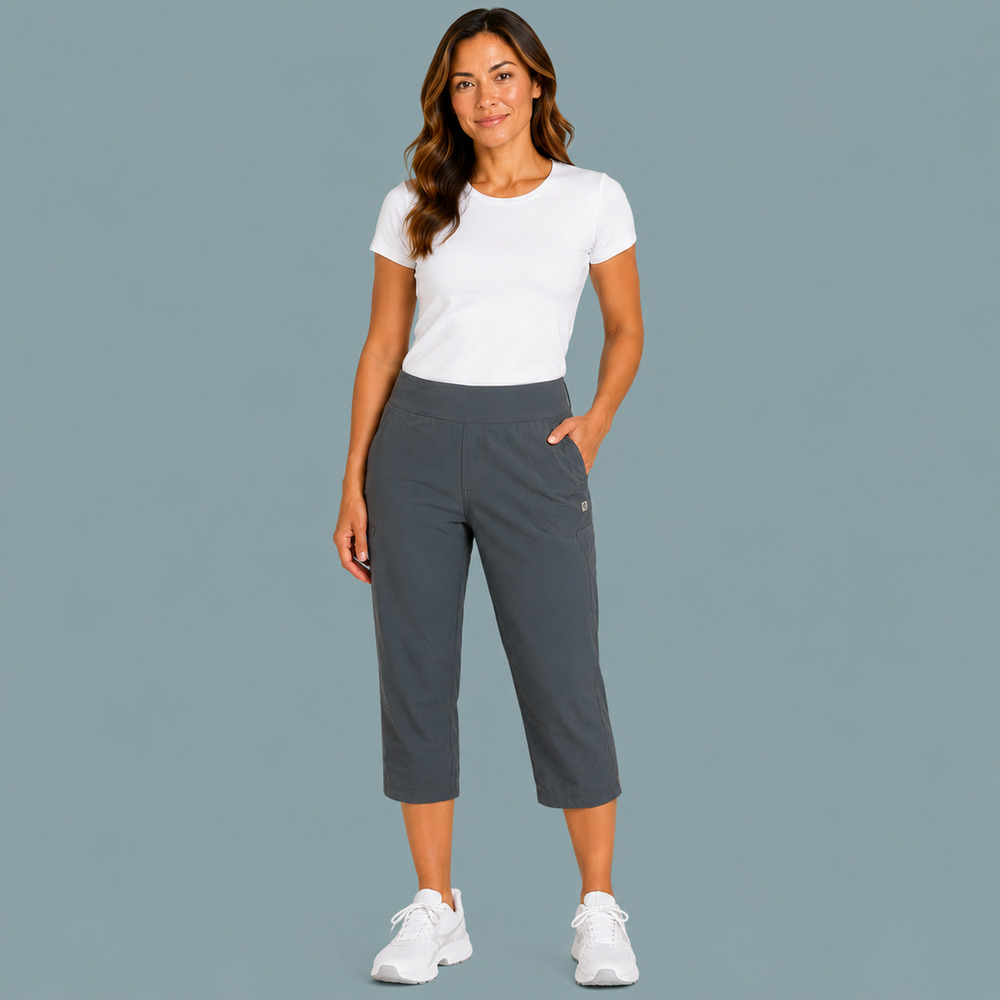 Mountain Hardwear Size Medium M Gray Pull On Crop Tie Cinch Active Outdoor Pants